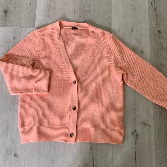 Talbots chunky knit sweater cardigan‎ coral size 2 X casual fall winter spring - Picture 1 of 7